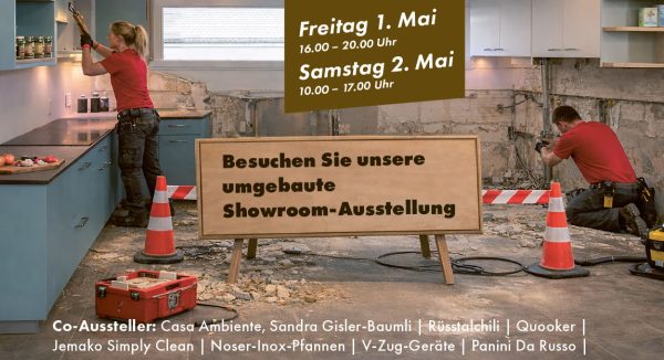 Frühlingsausstellung Ankündigung mit Umbau-Foto