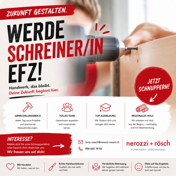 Inserat Schreiner EFZ